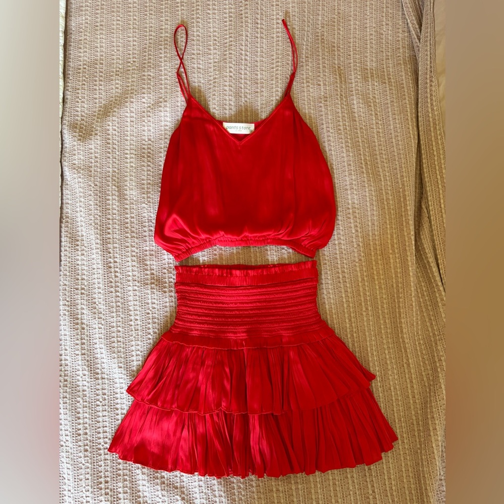 Pants Store Red Skirt & Tank Set